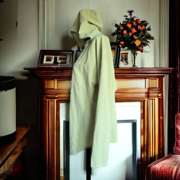 NWT MORHUDUCK ( XL ) Light Green Hooded Sweatshirt V Neck Breast Pocket - Picture 5 of 8